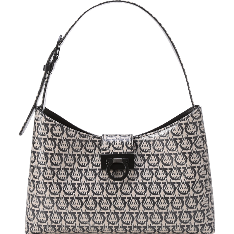 菲拉格慕 Salvatore Ferragamo 女士Trifolio系列织物/牛皮革手提单肩包腋下包211380