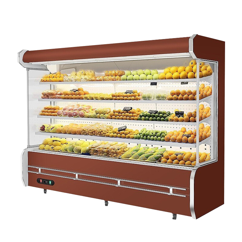 乐创(lecon)超市风幕柜水果保鲜柜大型饮料风冷展示柜蔬菜保鲜冷藏柜 1.2米 直角款 一体机风幕柜 (可定制分体机)