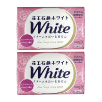 日本花王进口香皂 white天然奶植物沐浴香皂 洁面皂沐浴皂肥皂130g 两块装 玫瑰花香