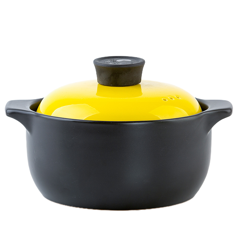 康舒梦之煲砂锅耐高温炖锅明火燃气直烧汤锅煮粥煲大容量沙锅黄盖2.2L(适合2-4人)
