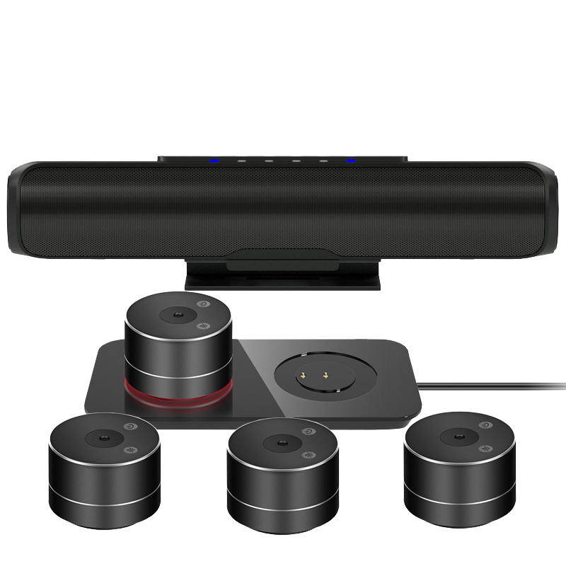 华普佳HUAPA远程视频会议全向麦克风1拖4无线分布式级联麦克风适用30-120平会议室U81