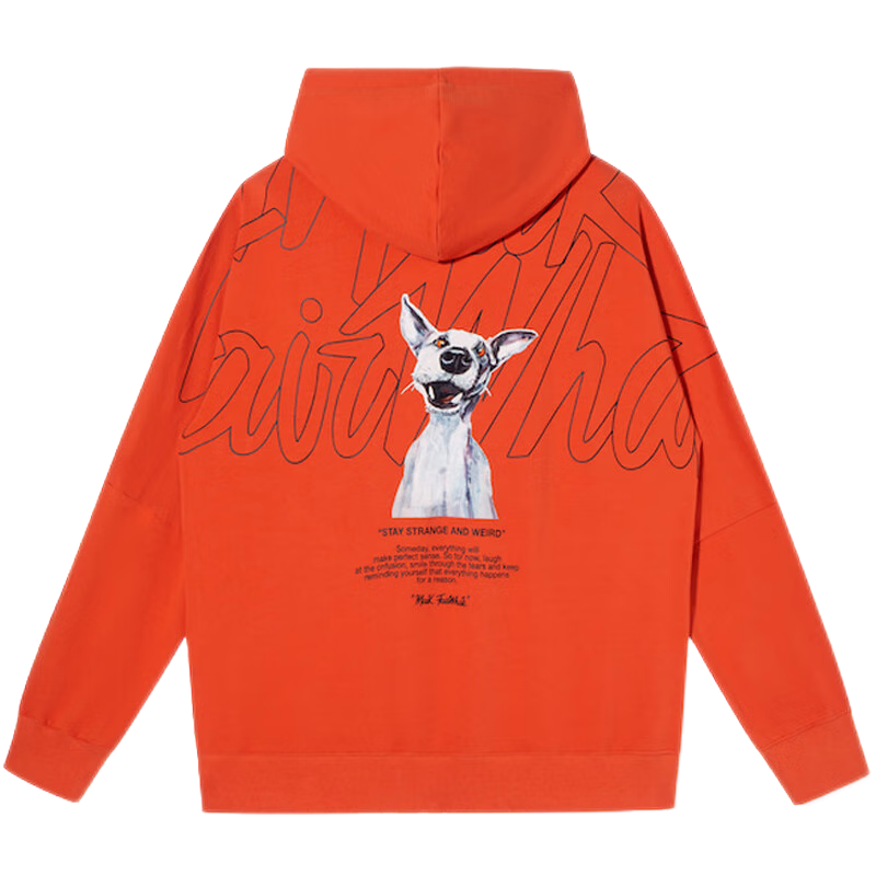 马克华菲连帽卫衣男2022秋季字母艺术趣味印花新款时尚潮流情侣外套