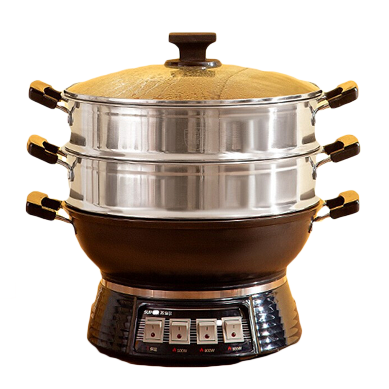 苏泊尔(SUPOR)多用途锅 电蒸锅 多功能电煮锅电火锅电炒锅铸铁电热锅蒸包子锅ZN32YK13 32cm双层不锈钢蒸笼