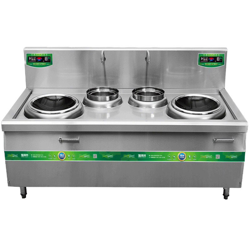 圣托(Shentop)304#不锈钢双头双尾小炒炉 酒店凹面炒菜电磁灶 DCE23