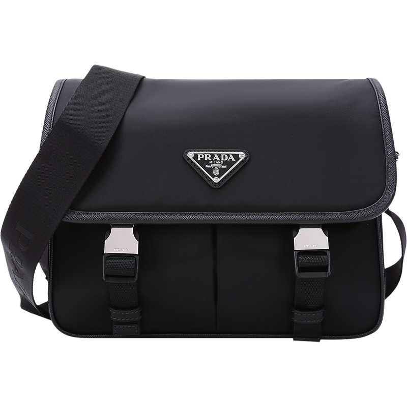 Prada普拉达 男士Re-Nylon尼龙配皮单肩斜挎包 2VD769 2DMH