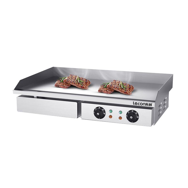 乐创lecon 手抓饼机器商用电扒炉鱿鱼炒饭煎牛排机铁板烧设备摆摊 EG-820 电热旋钮款[双温控+铁板]