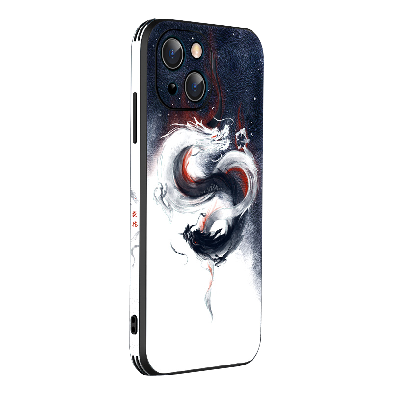 魅爱琳 iPhone13手机壳苹果12ProMax保护套11外壳 国潮神龙浮雕卡通彩绘 轻薄全包气囊防摔软 国风皮纹镜头