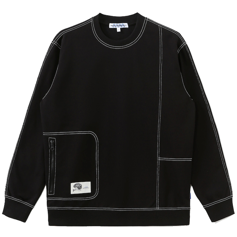 马克华菲圆领卫衣男2022秋季新款明辑线刺绣装饰秋宽松潮上衣