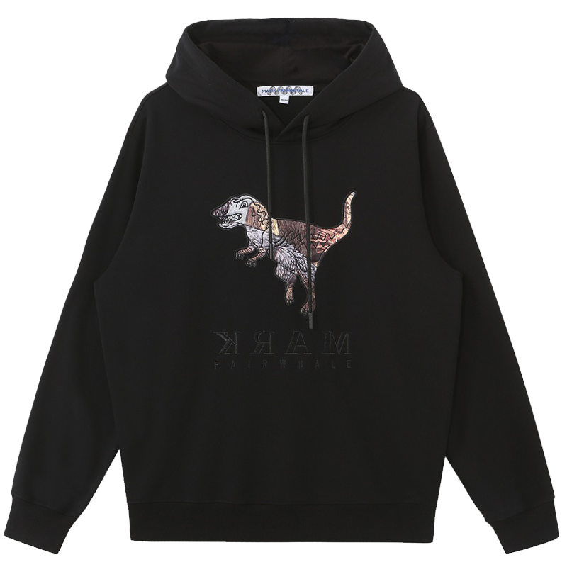 马克华菲男士连帽卫衣2022秋季新款霸王龙图案印花时尚潮牌外套男