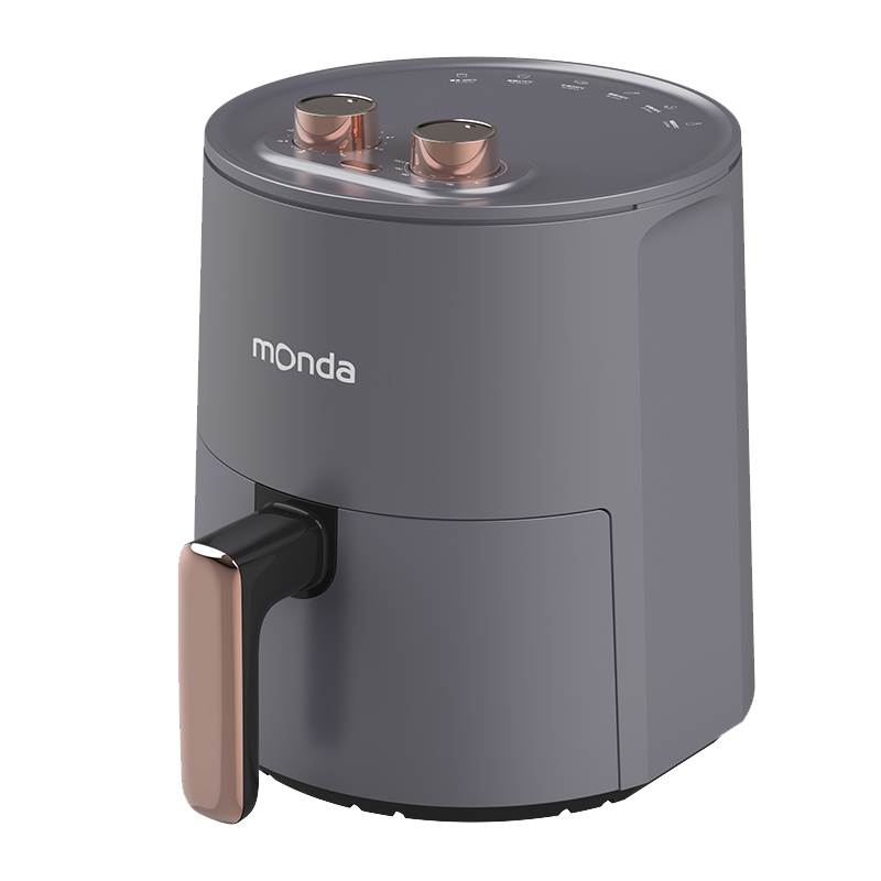 Monda空气炸锅4.5L大容量无油多功能全自动智能加热温控时间调节不沾涂层1300W功率新款上市2022 灰色