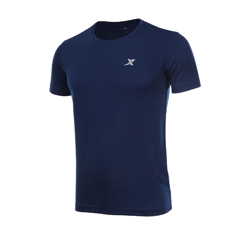 特步短袖T恤男速干透气弹力健身运动服半袖体恤圆步上衣男装运动T恤