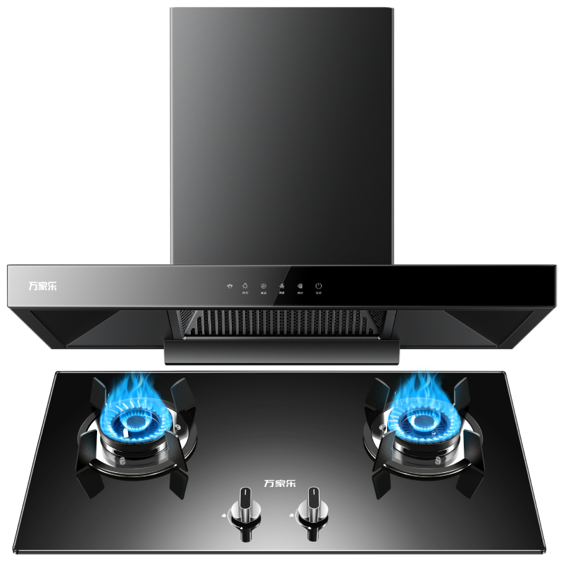 万家乐 烟灶厨电套餐装20m³吸力油烟机欧式顶吸挥手智控智旋暴风洗台嵌两用液化气灶AT051+KV061B(Y)