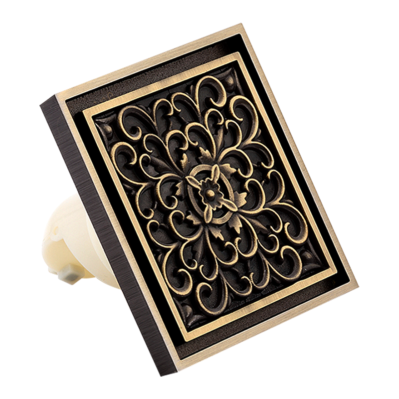 潜水艇(submarine)地漏全铜防臭地漏防臭芯防虫滤网方形面板下水快QLTD50-10DH雕花(面板可选)