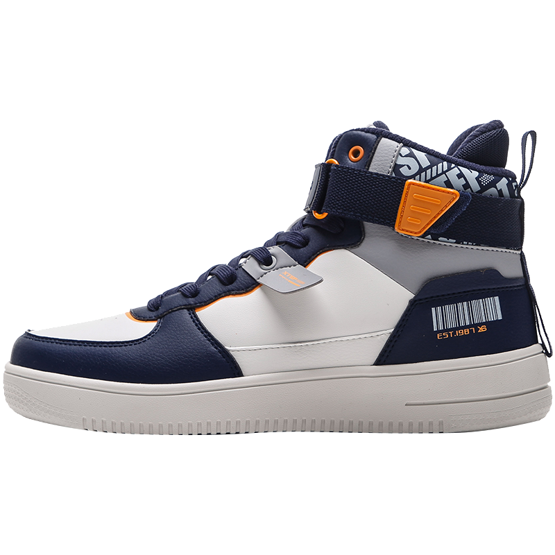 特步高帮板鞋男2022秋季新款AJ休闲鞋子男士正品空军一号运动鞋男