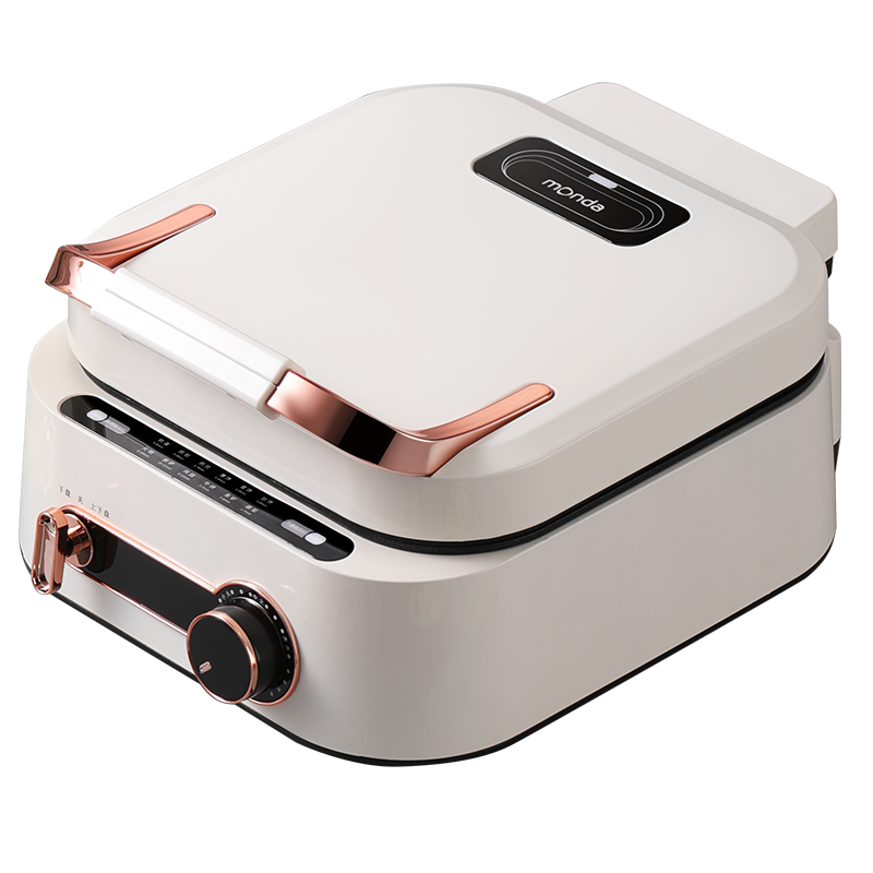 monda多功能料理锅家用电火锅烧烤肉煎烤盘蒸烤涮一体机电热煮锅 椰奶白