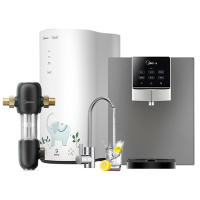 美的(Midea)大象净水器套装 家用厨下直饮大通量RO反渗透净水机600G花生Pro+管线机908A+前置过滤器48