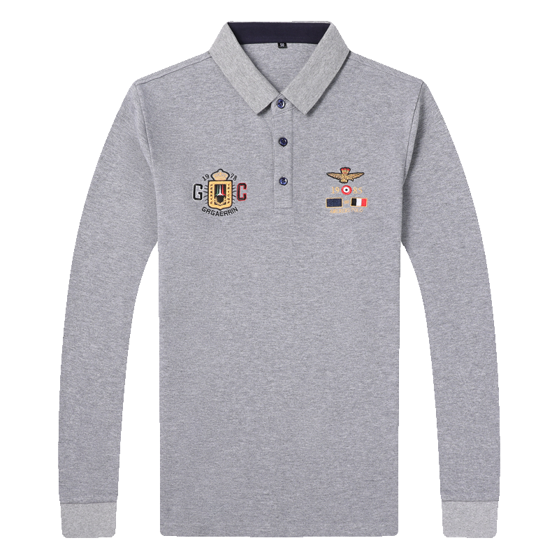 千锦鸟(Qianjinniao)2022春秋季男士长袖t恤纯棉翻领T恤休闲百搭POLO衫中青年公务员上班体恤衫爸爸装2