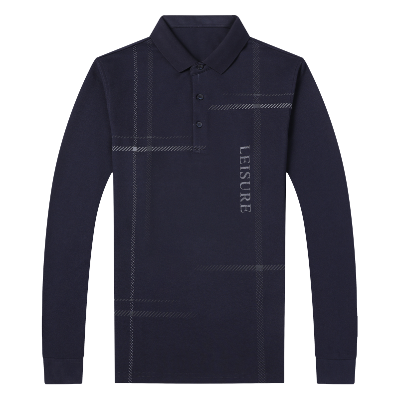 千锦鸟(Qianjinniao)2022春秋新款男士长袖t恤翻领T恤休闲百搭POLO衫中青年公务员上班体恤衫爸爸秋装4