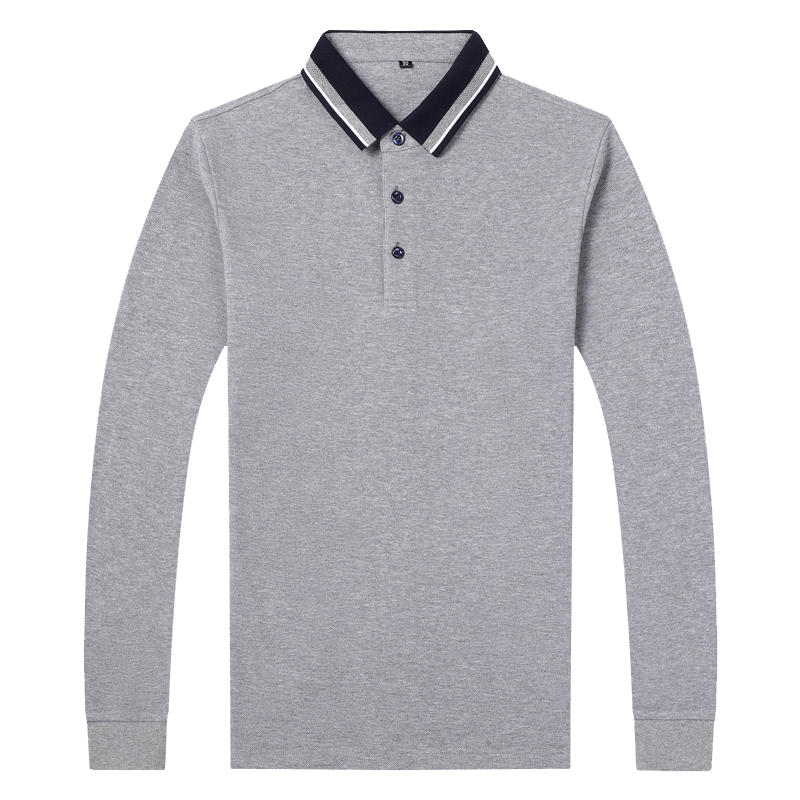 千锦鸟(Qianjinniao)2022春秋季男士长袖t恤纯棉纯色翻领T恤休闲百搭POLO衫中青年公务员上班体恤衫爸爸装