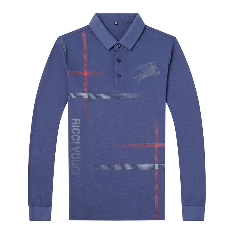 千锦鸟(Qianjinniao)2022春秋新款男士长袖t恤翻领T恤休闲百搭POLO衫中青年公务员上班体恤衫爸爸秋装1