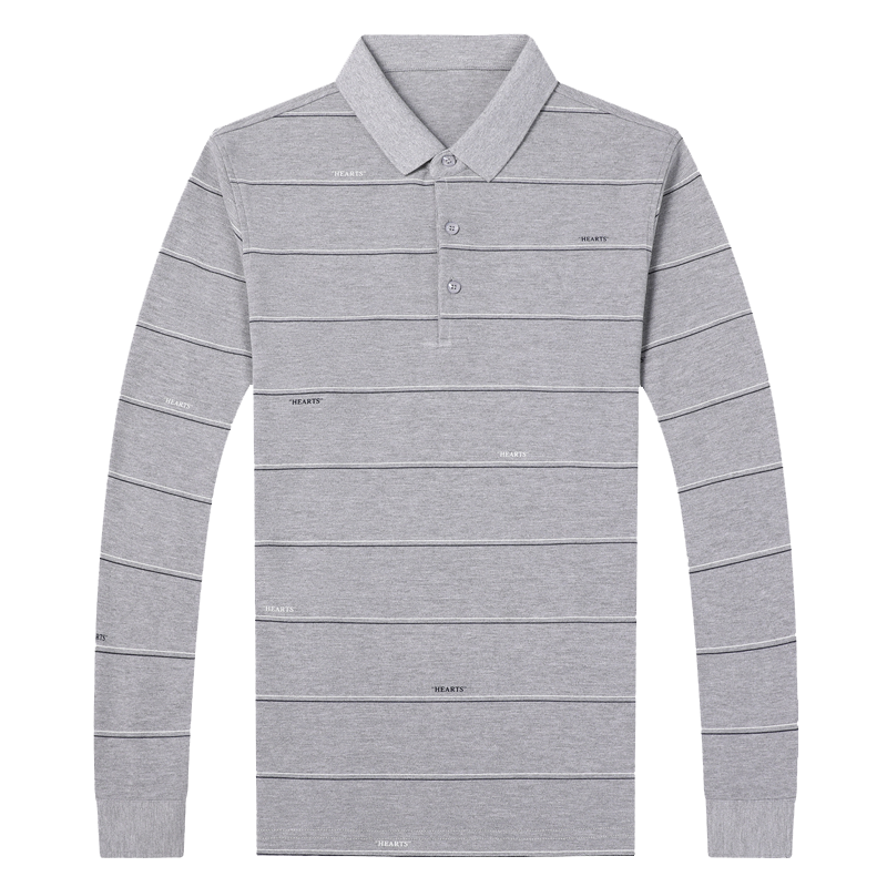 千锦鸟(Qianjinniao)2022春秋新款男士长袖t恤条纹翻领T恤休闲百搭POLO衫中青年公务员上班体恤衫爸爸秋装