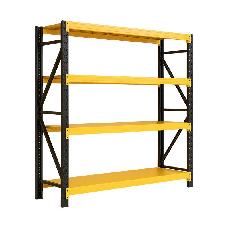 尔迈 仓储货架置物架货物展示架超市仓库钢制金属重型货架 200*200*50cm 500kg/层 黄黑色