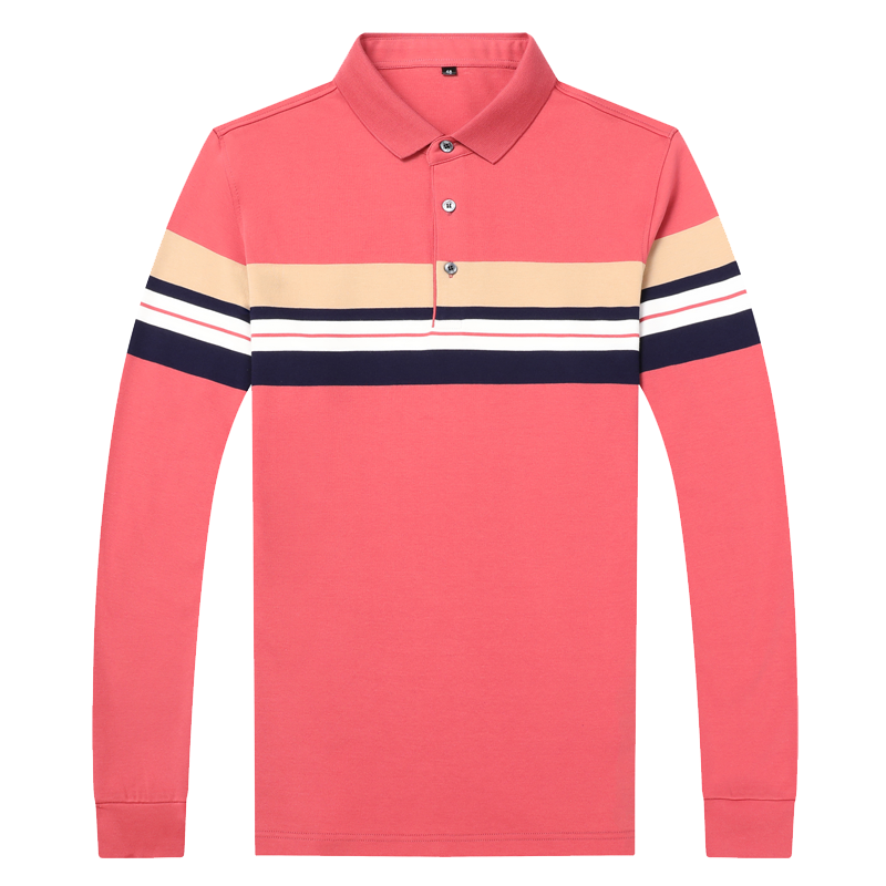 千锦鸟(Qianjinniao)春秋季男士长袖t恤纯棉翻领T恤2022休闲百搭POLO衫中青年公务员上班体恤衫爸爸装11