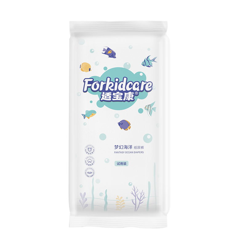 适宝康·Forkidcare梦幻海洋纸尿裤试用装S码*4片 适合4-8kg婴儿尿不湿超薄透气干爽