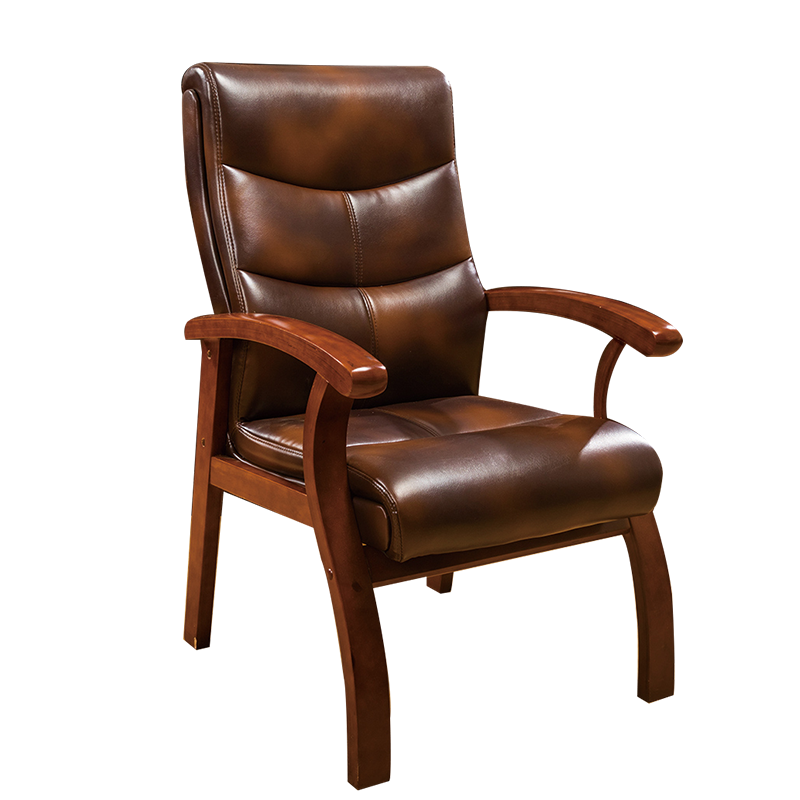 金菲罗格 实木会议椅家用舒适久坐办公室椅棋牌会议椅真皮老板椅四脚椅子
