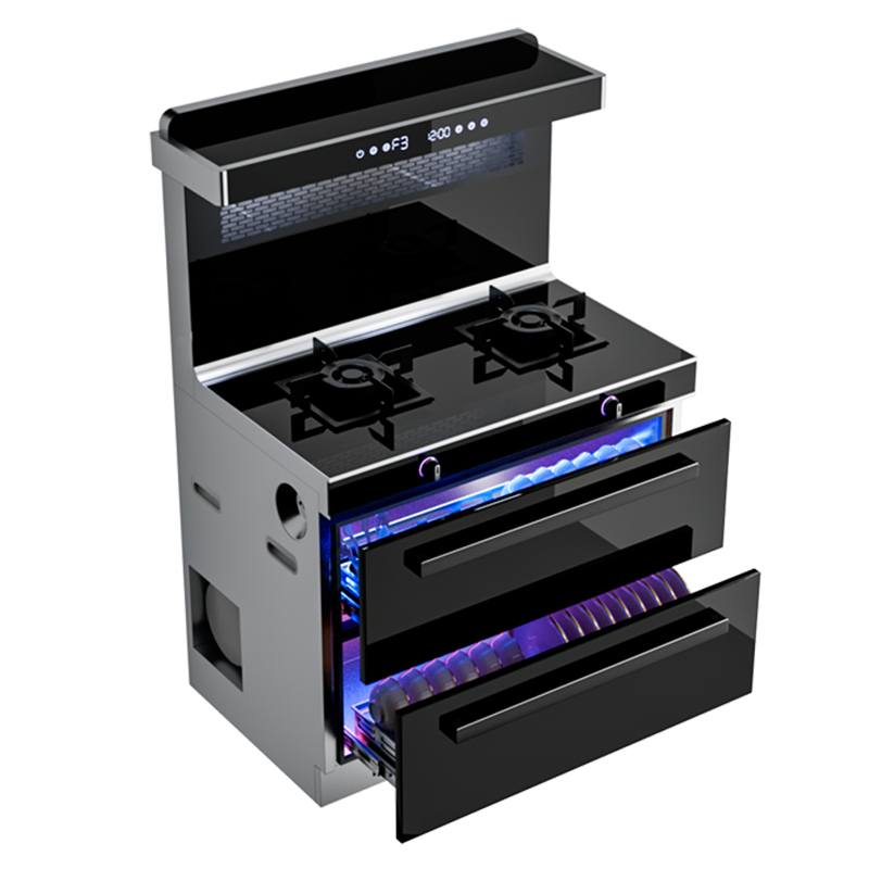 [科技新品]美娇好太太 集成灶小资JZY-FS17 侧吸下排油烟机燃气灶消毒柜家用一体灶 智能烟灶联动 液化气