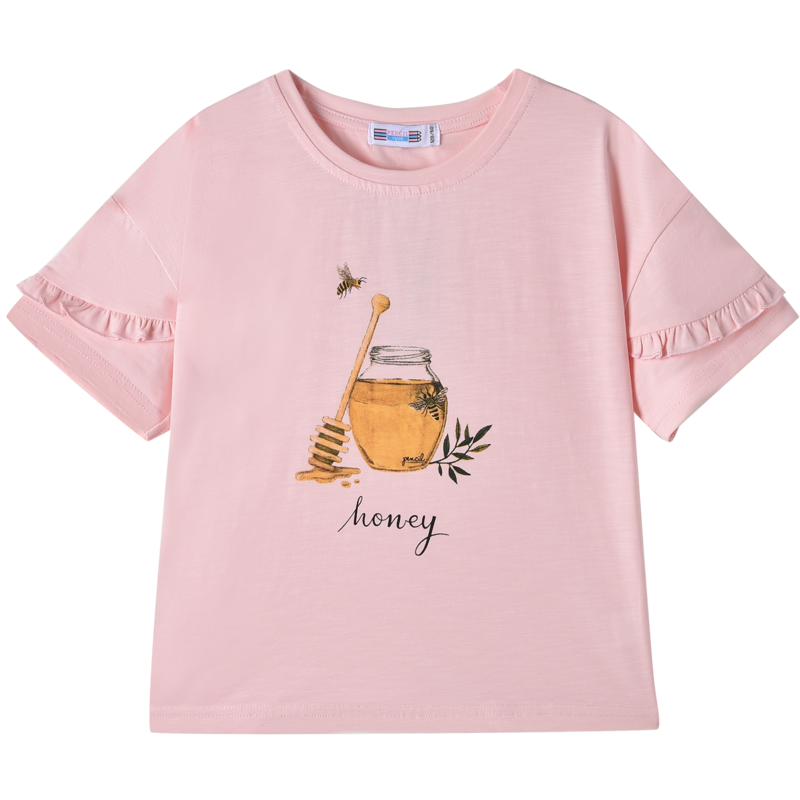 铅笔俱乐部童装2022夏装新款女童T恤中大童圆领上衣儿童洋气短袖