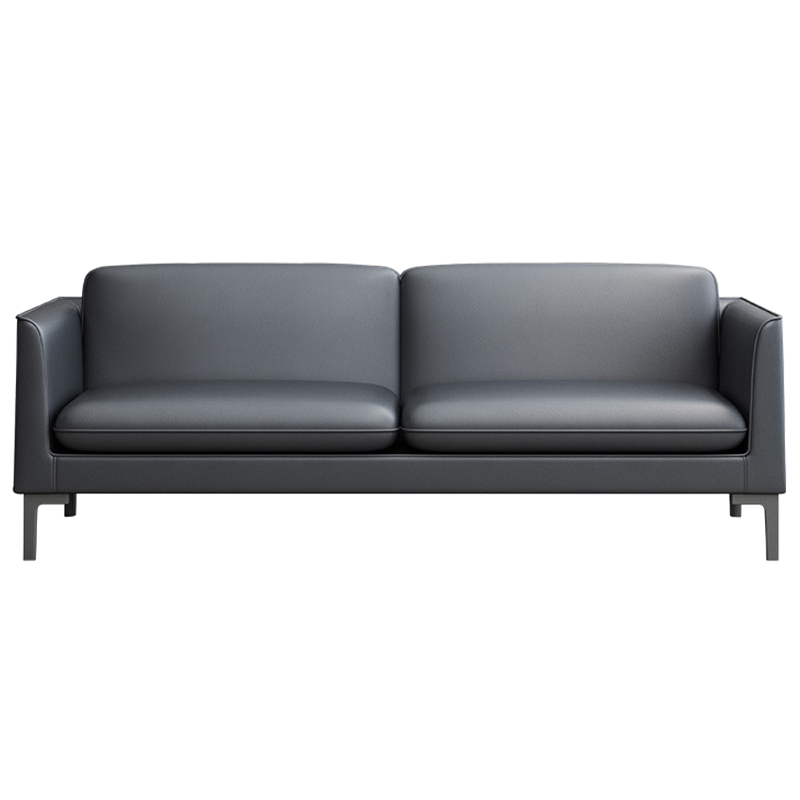 洛港 办公沙发茶几组合商务接待室休闲洽谈区会客北欧真皮三人位沙发