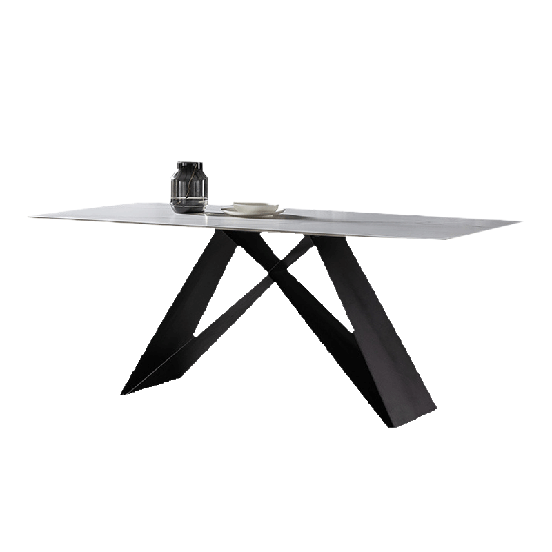 鲲居 轻奢岩板餐桌椅组合家用小户型北欧现代简约长方形餐厅网红饭桌