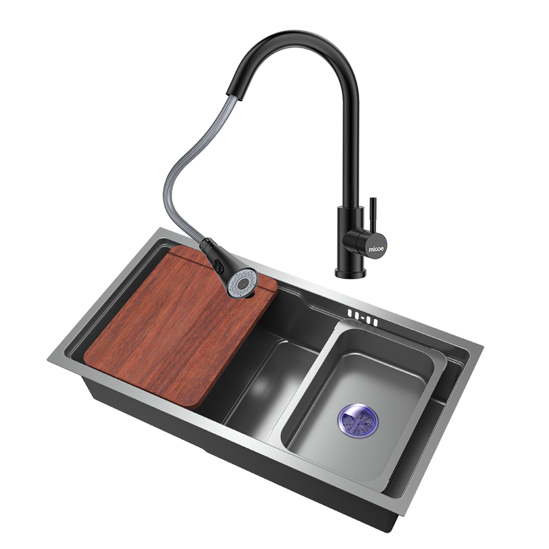 四季沐歌165拉篮厨房橱柜碗篮304不锈钢双层抽屉式厨柜碟碗柜拉蓝