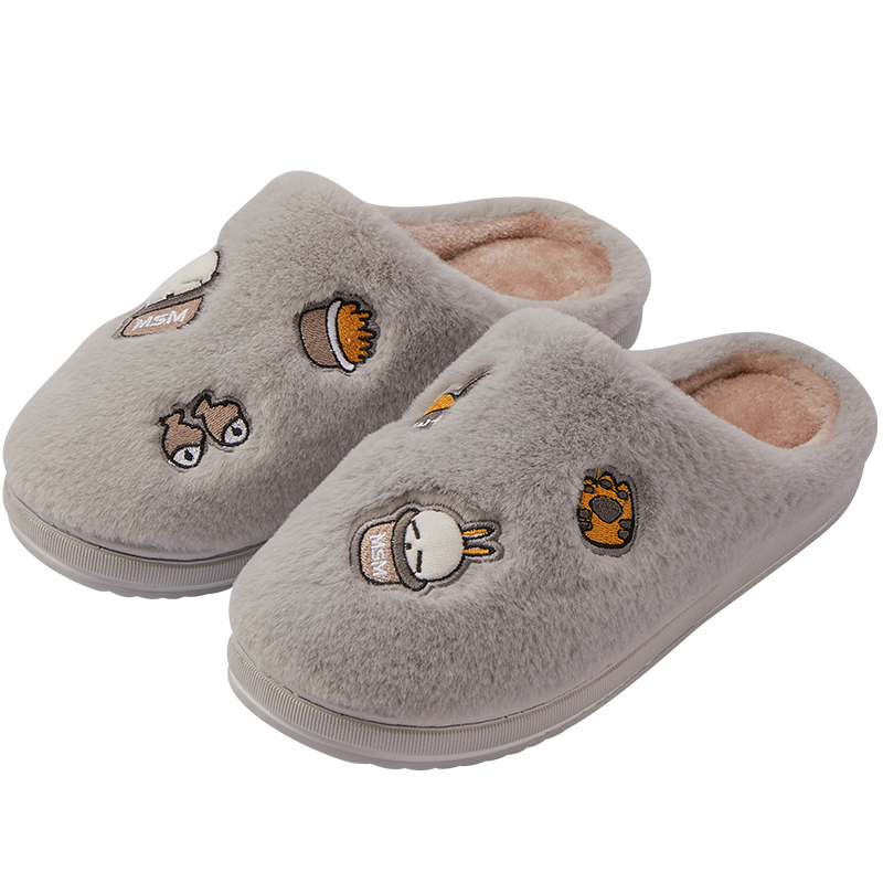 达拉熊秋冬季棉拖鞋男外穿厚底家居家用室内保暖防滑厚底毛绒冬天