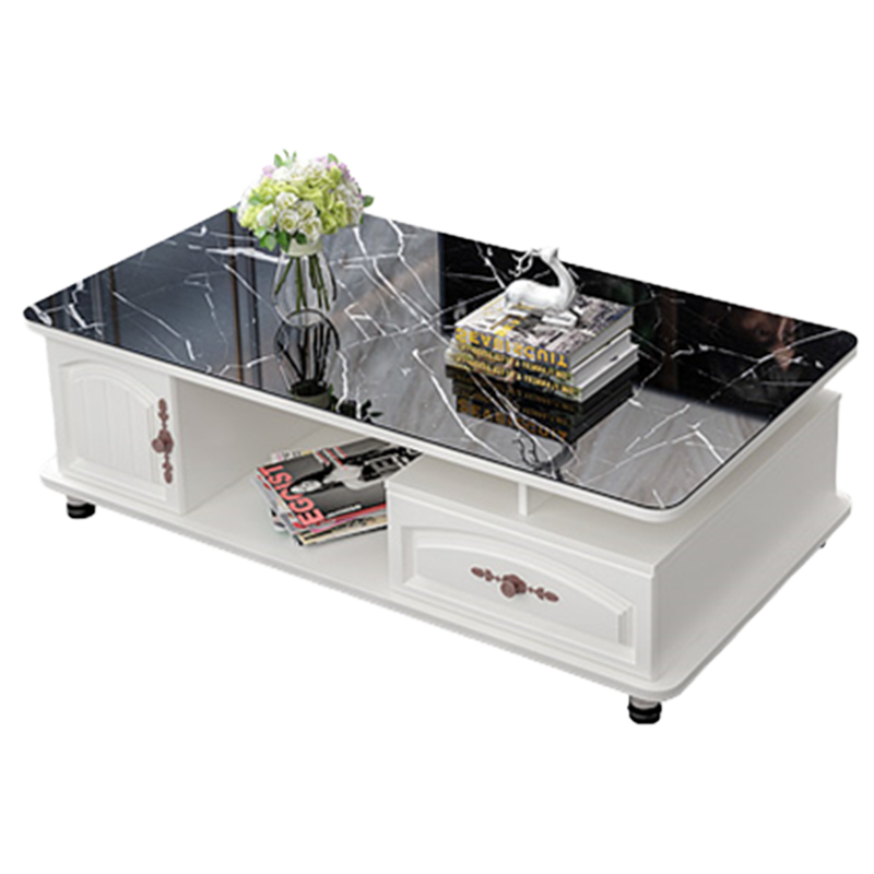 圆角茶几小户型简约现代花几电视柜组合茶桌玻璃茶几桌组合套装客厅家用