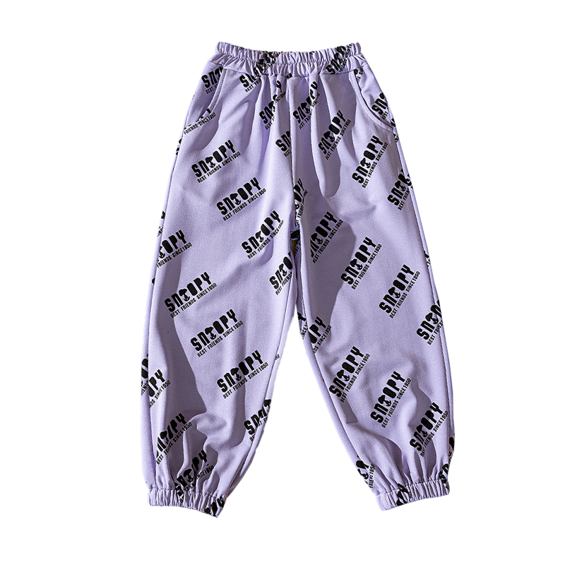 史努比(SNOOPY)儿童男女中大童卡通满印花春秋款休闲运动裤长裤SXM084