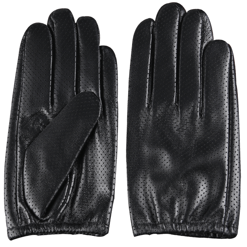 富名洋修手羊皮手套男触摸屏打孔网眼秋冬司机骑行开车短薄款羊皮手套男