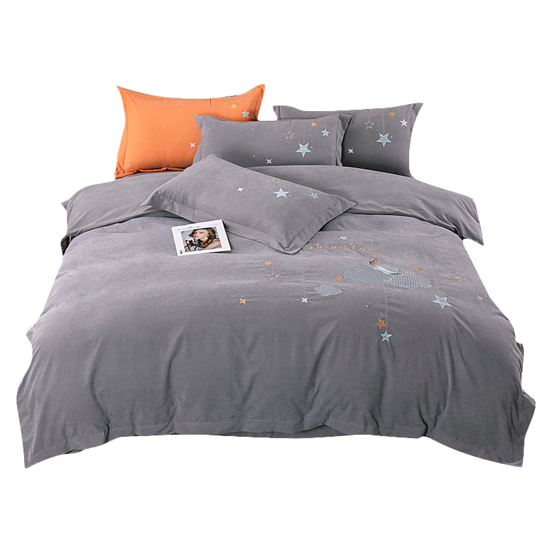 红蜻蜓床上四件套加厚磨毛被套床单保暖秋冬床上用品四季通用