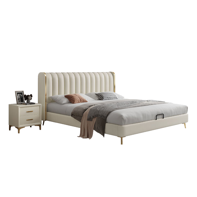 百冠环球 轻奢科技布床1.8米主卧双人床现代简约实木床奶油风1.5米储物床