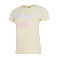 PUMA彪马T恤女夏季运动服休闲圆领黄色短袖上衣536349-41
