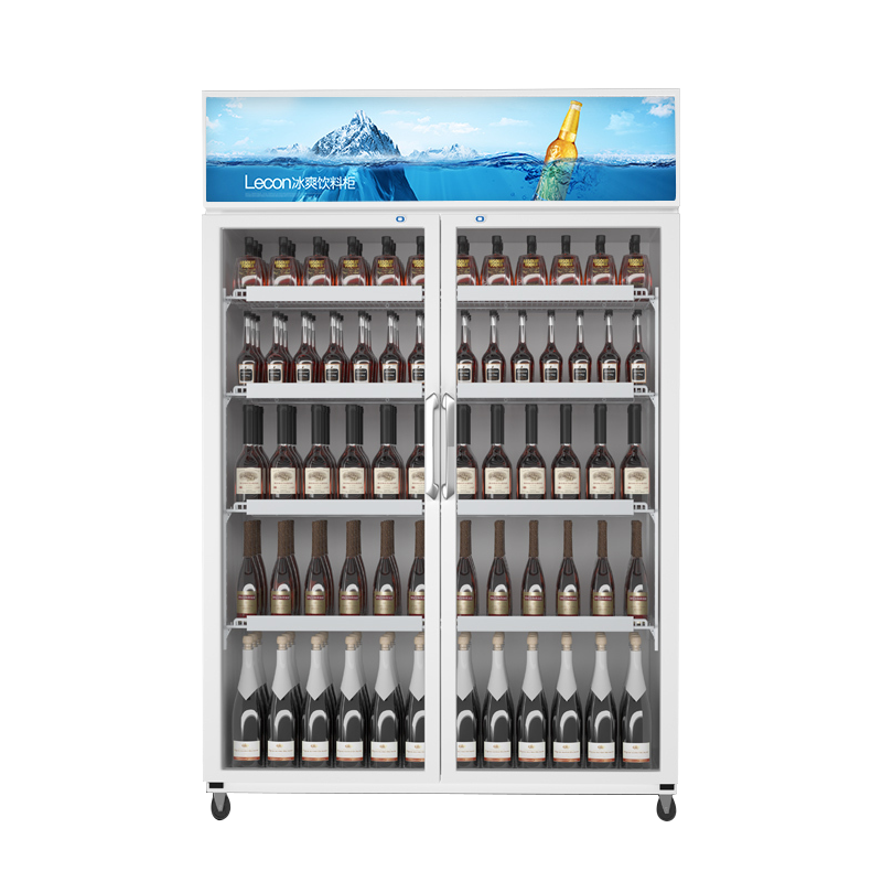 乐创(lecon)展示柜冷藏饮料柜商用冰箱保鲜柜便利店超市冰柜啤酒冷饮柜 双门-星光蓝-上机组-直冷