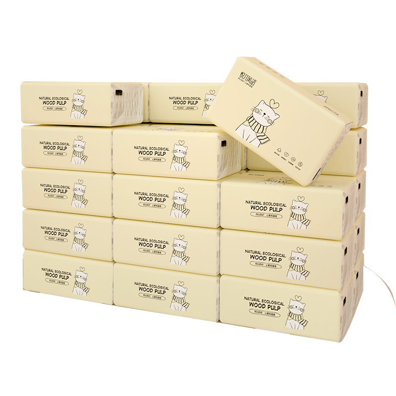 [40包400张大尺寸半年装]悦竹风语4层400张100抽40包加厚原木抽纸巾家用卫生纸面巾纸餐巾纸40包/整箱升级