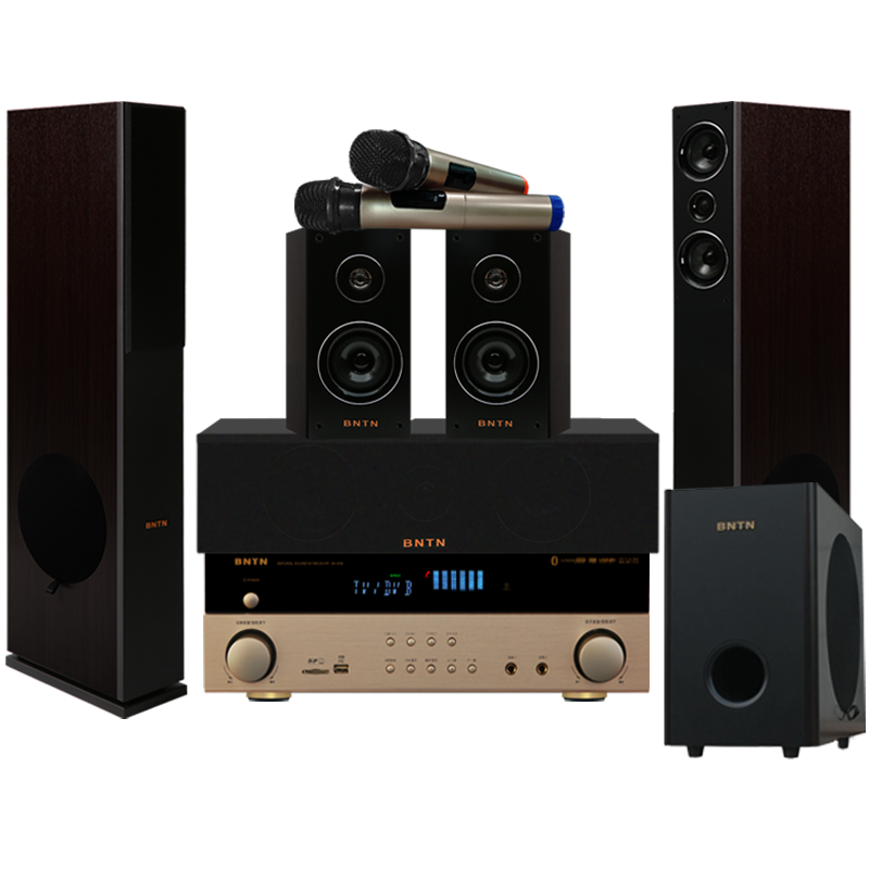 奔腾(BNTN)音响 音箱 家庭影院套装 电视音响 低音炮音箱 木箱影院 蓝牙 同轴 光纤 838配时尚1号低音炮套装