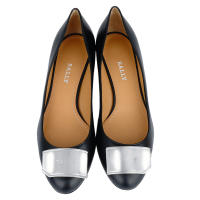 [断码清仓]Bally 巴利女士黑色牛皮金属装饰方跟单鞋平底鞋户外休闲鞋 HELINE/400