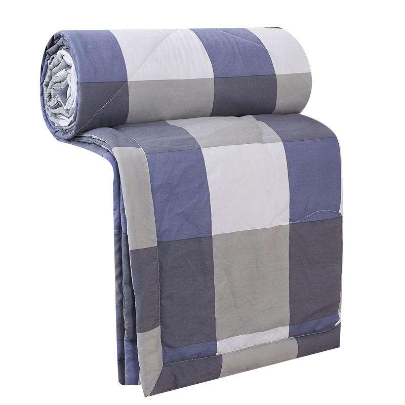 依朴 水洗棉夏凉被蓝色大格 150*200cm 1床