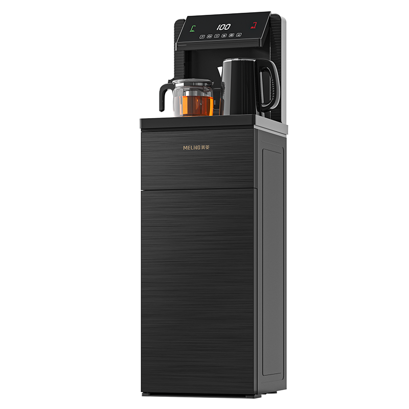 美菱(MELING)MY-C219-B家用智能冰温热三用茶吧机全自动办公室折叠免安装烧水泡茶保温下置水桶饮水机(拉丝黑)