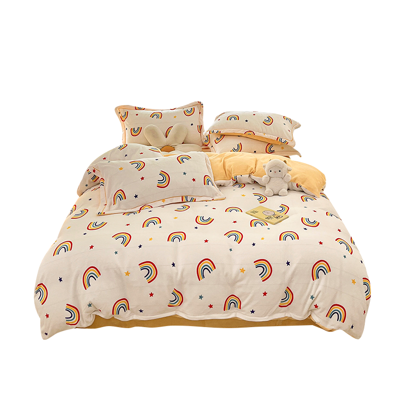 ins公主风牛奶绒床上四件套珊瑚绒冬季双面法兰绒床单被套三件套4