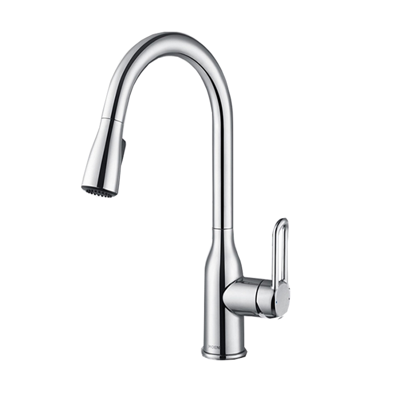 摩恩(MOEN)冷热水龙头抽拉式灵活可旋转防溅水槽洗菜盆洗碗盆厨盆厨房龙头7864