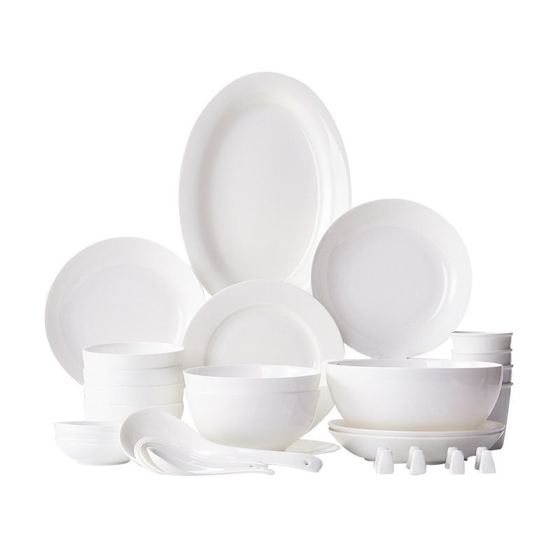 LICHEN纯白陶瓷餐具碗碟组合骨瓷餐具微波炉适用